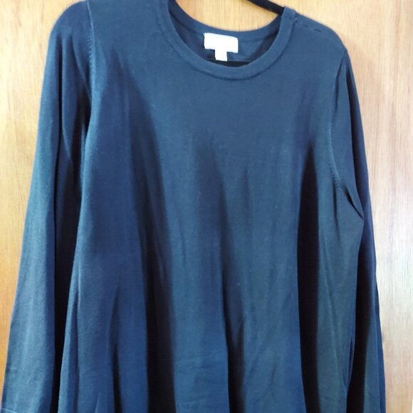 NWOT Belle by Kim Gravel Black Round Neck Tunic Length Sweater size L - Picture 1 of 1